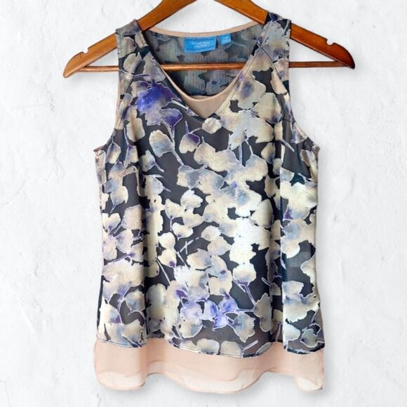 Simply Vera Vera Wang Tops - Vera Wang Floral Petite Silky Camisole Tank Top Sleeveless Blouse Sz PXS